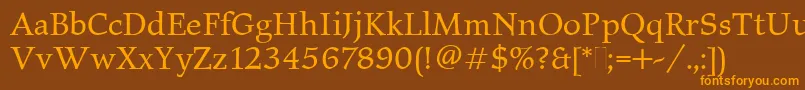 ElysiumBookPlain Font – Orange Fonts on Brown Background
