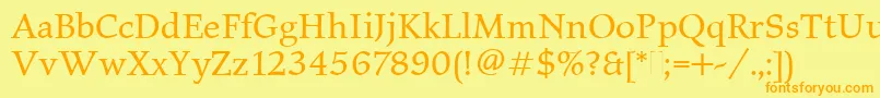 ElysiumBookPlain Font – Orange Fonts on Yellow Background