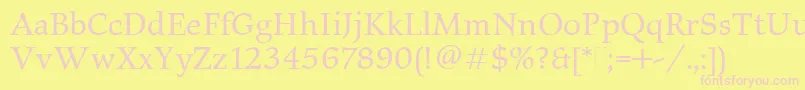 ElysiumBookPlain Font – Pink Fonts on Yellow Background