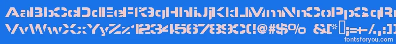 フォントPyrostyl – ピンクの文字、青い背景