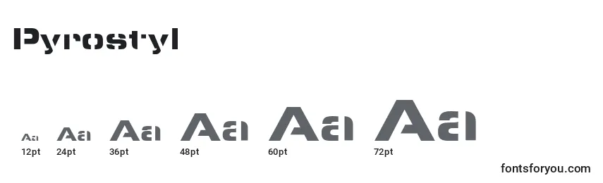 Размеры шрифта Pyrostyl