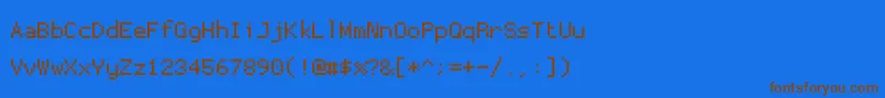 フォントProggytiny – 茶色の文字が青い背景にあります。