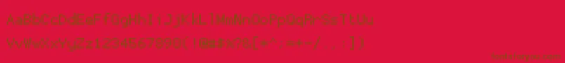 Proggytiny-fontti – ruskeat fontit punaisella taustalla