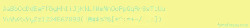 Fonte Proggytiny – fontes verdes em um fundo amarelo