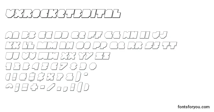 Шрифт Vxrocket3Dital – алфавит, цифры, специальные символы