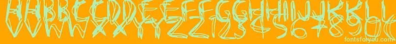 ScribbleWire-Schriftart – Grüne Schriften auf orangefarbenem Hintergrund