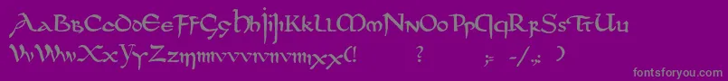 DsUncialfunnyhandMedium Font – Gray Fonts on Purple Background