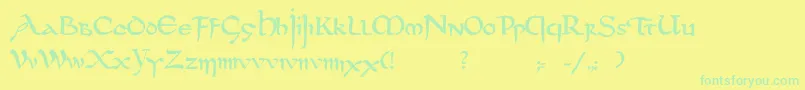 DsUncialfunnyhandMedium Font – Green Fonts on Yellow Background