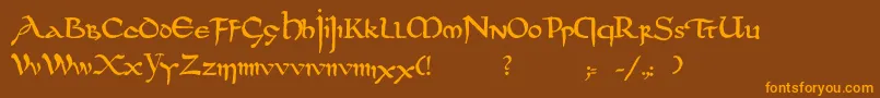 Шрифт DsUncialfunnyhandMedium – оранжевые шрифты на коричневом фоне
