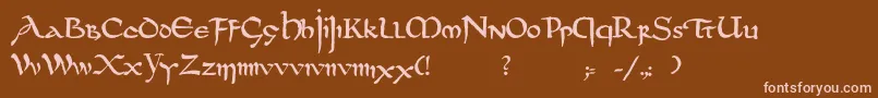 DsUncialfunnyhandMedium Font – Pink Fonts on Brown Background
