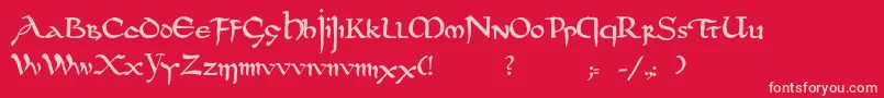 DsUncialfunnyhandMedium Font – Pink Fonts on Red Background
