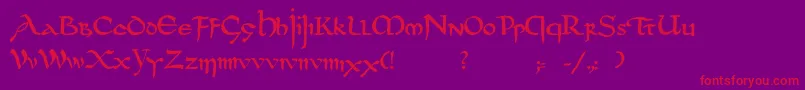 DsUncialfunnyhandMedium Font – Red Fonts on Purple Background