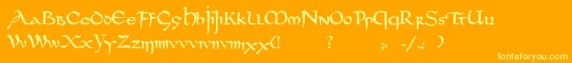 DsUncialfunnyhandMedium Font – Yellow Fonts on Orange Background