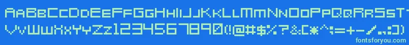 MetroidPrimeHunters Font – Green Fonts on Blue Background