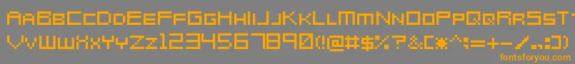 フォントMetroidPrimeHunters – オレンジの文字は灰色の背景にあります。