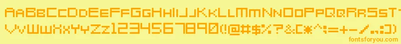 Fonte MetroidPrimeHunters – fontes laranjas em um fundo amarelo