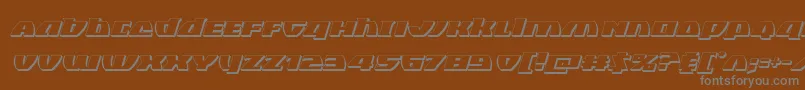 Blackbishop3Dital-fontti – harmaat kirjasimet ruskealla taustalla