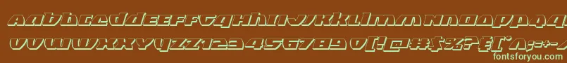 フォントBlackbishop3Dital – 緑色の文字が茶色の背景にあります。