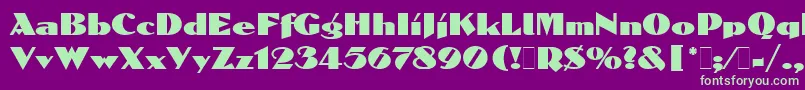 DolmenLetPlain.1.0 Font – Green Fonts on Purple Background