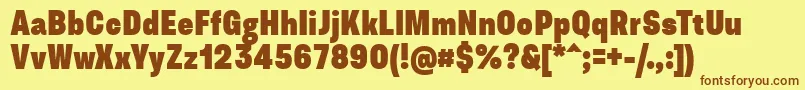 フォントAsketCondensedExtrabold – 茶色の文字が黄色の背景にあります。