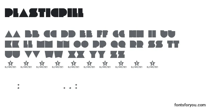Schriftart Plasticpill – Alphabet, Zahlen, spezielle Symbole