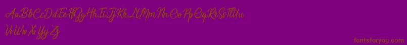 SaturdayBeLikeMadness-Schriftart – Braune Schriften auf violettem Hintergrund