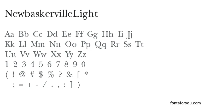 Schriftart NewbaskervilleLight – Alphabet, Zahlen, spezielle Symbole