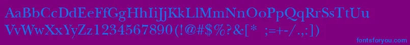 NewbaskervilleLight Font – Blue Fonts on Purple Background