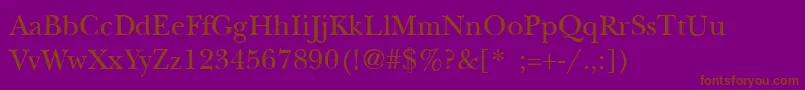 Fonte NewbaskervilleLight – fontes marrons em um fundo roxo