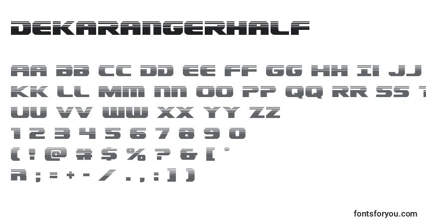 Schriftart Dekarangerhalf – Alphabet, Zahlen, spezielle Symbole