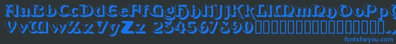 フォントObeliskssk – 黒い背景に青い文字