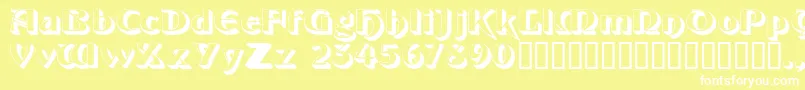 フォントObeliskssk – 黄色い背景に白い文字