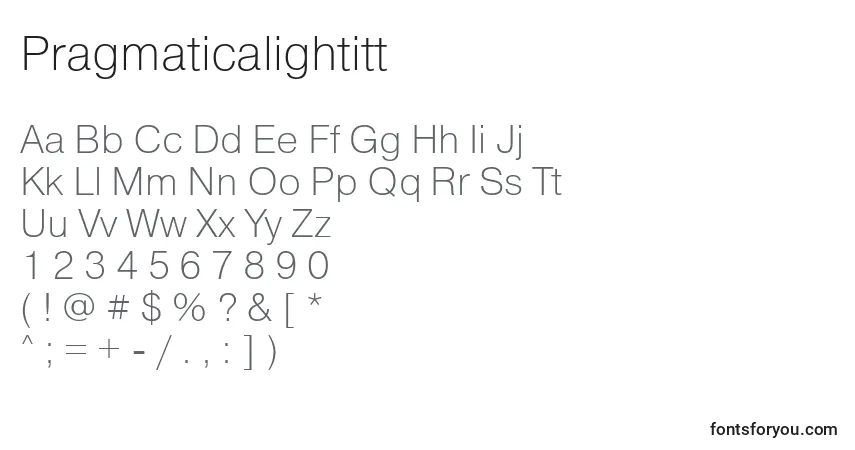 Шрифт Pragmaticalightitt – алфавит, цифры, специальные символы