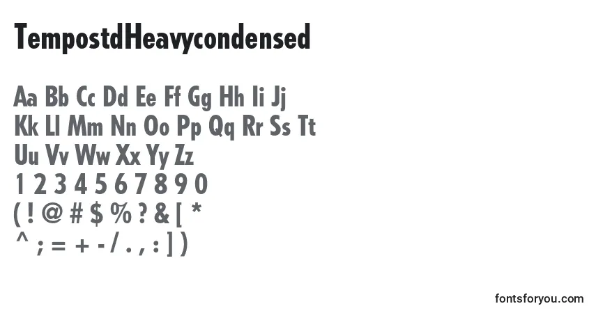 Шрифт TempostdHeavycondensed – алфавит, цифры, специальные символы