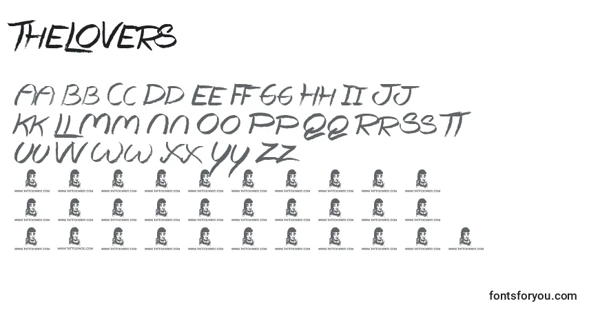 Шрифт TheLovers – алфавит, цифры, специальные символы
