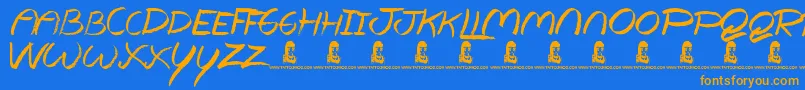 TheLovers Font – Orange Fonts on Blue Background