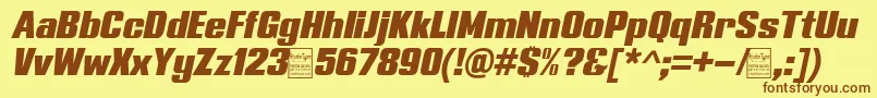 TypolineExpandedItalicDemo-fontti – ruskeat fontit keltaisella taustalla