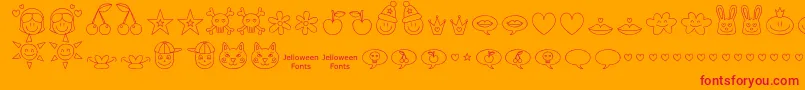 Czcionka Jellodings – czerwone czcionki na pomarańczowym tle