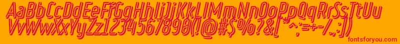 RulerVolumeNegative-Schriftart – Rote Schriften auf orangefarbenem Hintergrund