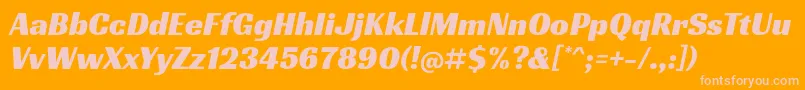 RacingsansoneRegular-fontti – vaaleanpunaiset fontit oranssilla taustalla