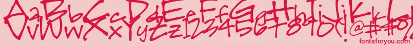 Fonte Skwirl – fontes vermelhas em um fundo rosa