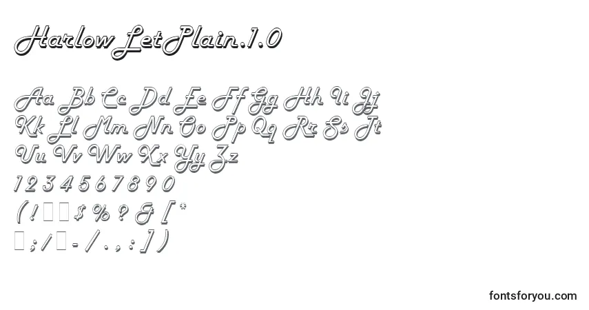 A fonte HarlowLetPlain.1.0 – alfabeto, números, caracteres especiais