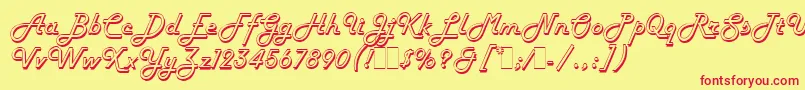 HarlowLetPlain.1.0-Schriftart – Rote Schriften auf gelbem Hintergrund