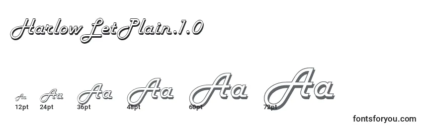 HarlowLetPlain.1.0 Font Sizes