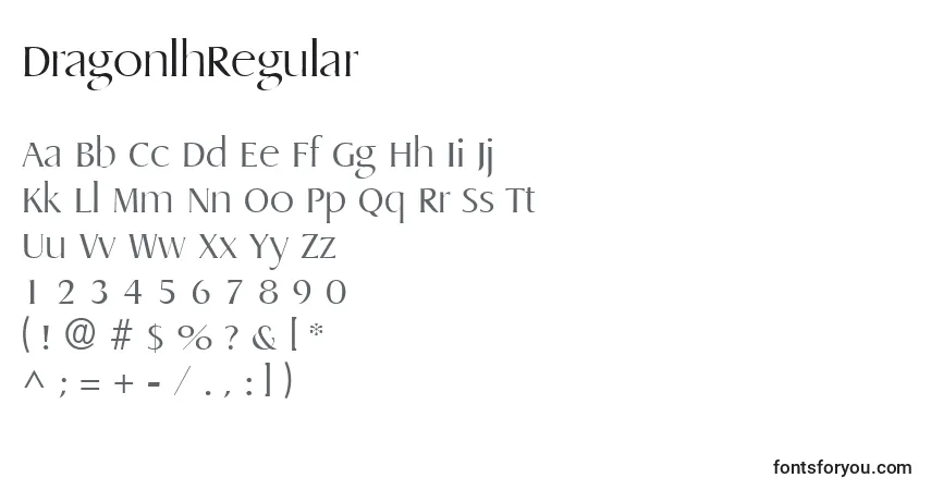 A fonte DragonlhRegular – alfabeto, números, caracteres especiais