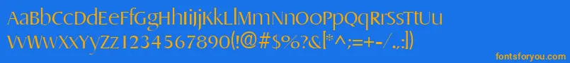 Fonte DragonlhRegular – fontes laranjas em um fundo azul