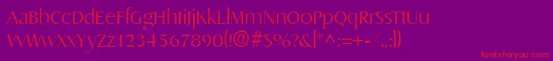フォントDragonlhRegular – 紫の背景に赤い文字
