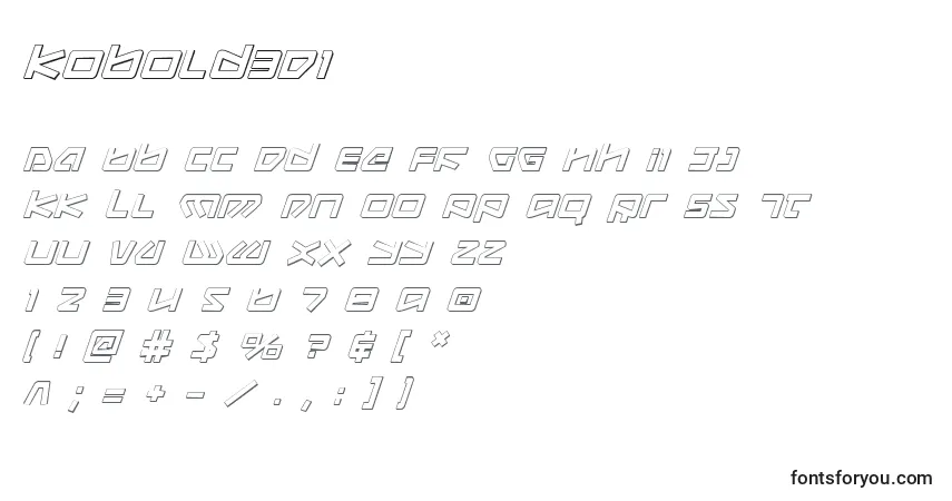 Шрифт Kobold3Di – алфавит, цифры, специальные символы