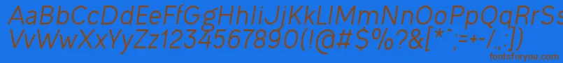 Fonte OgonekItalic – fontes marrons em um fundo azul