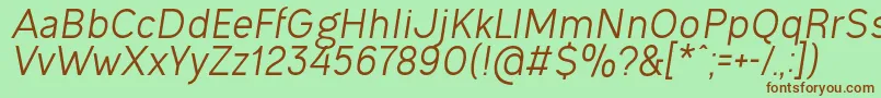 Fonte OgonekItalic – fontes marrons em um fundo verde